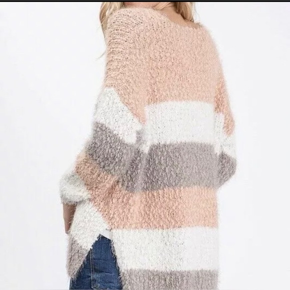 Davi Dani Tunic Long Line Sweater Womens Medium Oversized Popcorn Knit Neutrals - Picture 4 of 13